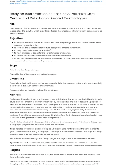 Interpretation of Hospice & Palliative Care Terminologies