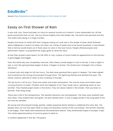Essay on First Shower of Rain
