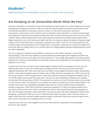 Are Studying at UK Universities Worth What We Pay?