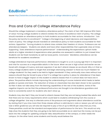Pros and Cons of College Attendance Policy