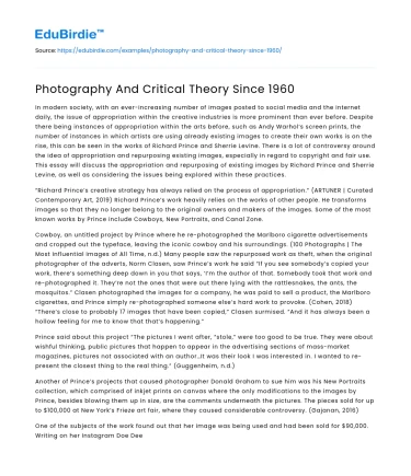 Photography And Critical Theory Since 1960