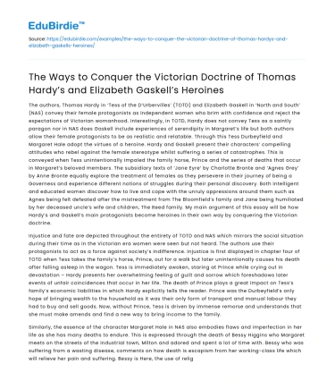 Conquering Victorian Doctrine in Hardy and Gaskell’s Heroines