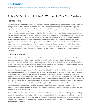 Roles Of Feminism In Life Of Women In The 21st Century