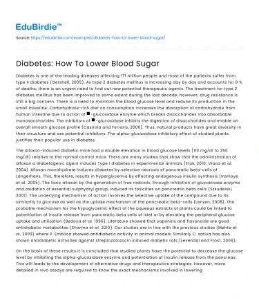 Diabetes: How To Lower Blood Sugar
