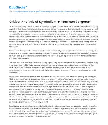 Critical Analysis of Symbolism in ‘Harrison Bergeron’