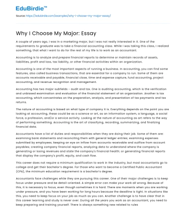 Why I Choose My Major: Essay