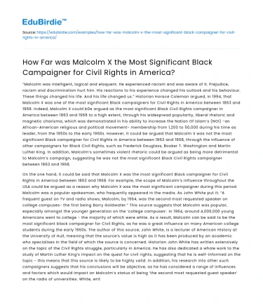 Malcolm X: Most Important Civil Rights Campaigner?