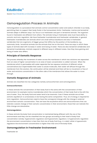 Osmoregulation Process in Animals
