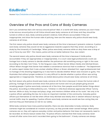 Overview of the Pros and Cons of Body Cameras