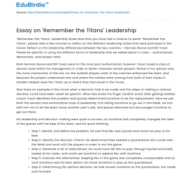 Leadership Dynamics in ‘Remember the Titans’