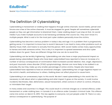 The Definition Of Cyberstalking