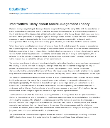 Informative Essay about Social Judgement Theory