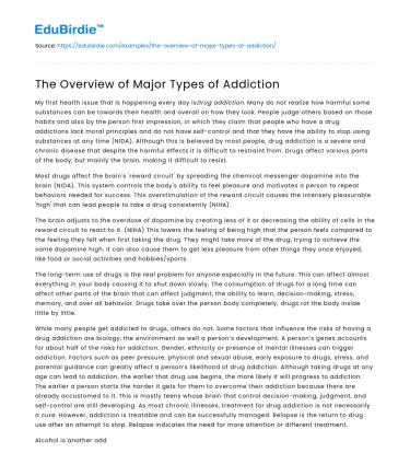The Overview of Major Types of Addiction
