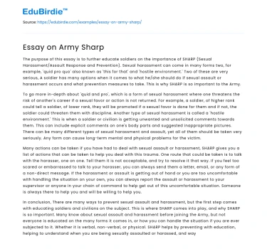 Essay on Army Sharp