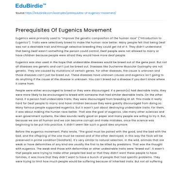 Foundations and Preconditions of Eugenics