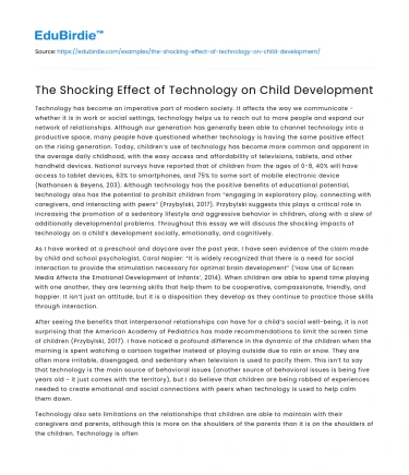 The Shocking Effect of Technology on Child Development