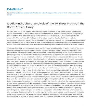 Media and Cultural Analysis of ‘Fresh Off the Boat’