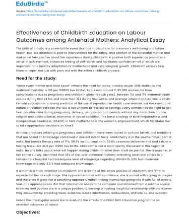 Impact of Childbirth Education on Labour Outcomes