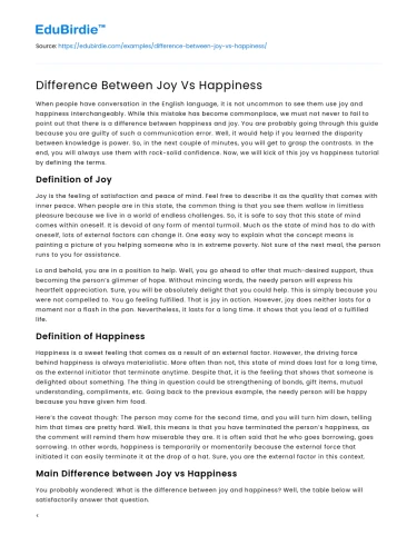 Difference Between Joy Vs Happiness