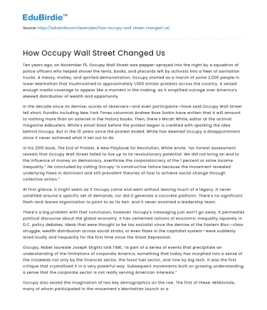 How Occupy Wall Street Changed Us