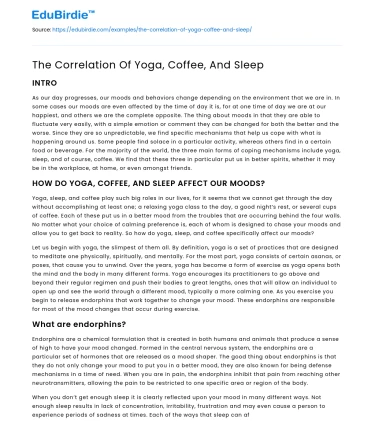 The Interplay of Yoga, Coffee, and Sleep