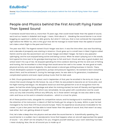 People and Physics of First Supersonic Flight