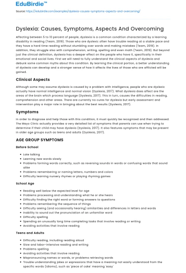 Dyslexia: Causes, Symptoms, Aspects And Overcoming