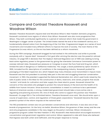 Compare and Contrast Theodore Roosevelt and Woodrow Wilson