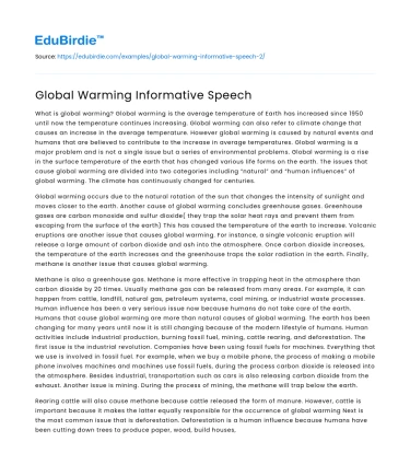 Global Warming Informative Speech