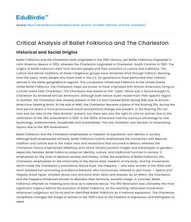 Critical Analysis of Ballet Folklorico and The Charleston