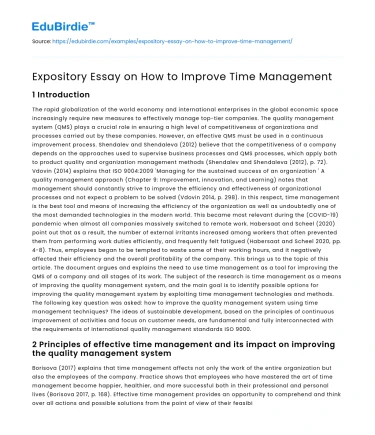 Expository Essay on How to Improve Time Management