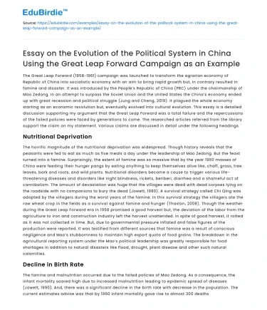 China’s Political Evolution: The Great Leap Forward Campaign