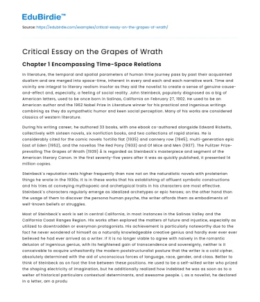 Critical Essay on the Grapes of Wrath
