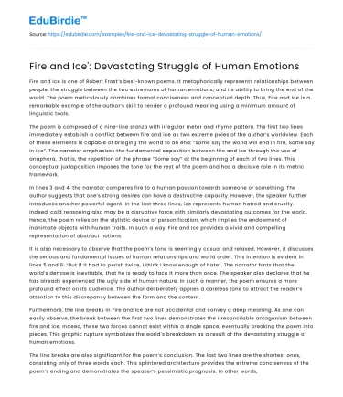 Fire and Ice’: Devastating Struggle of Human Emotions