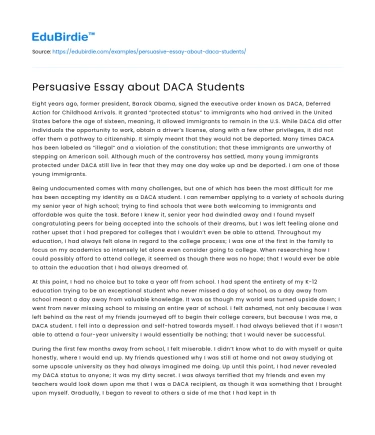 Persuasive Essay about DACA Students