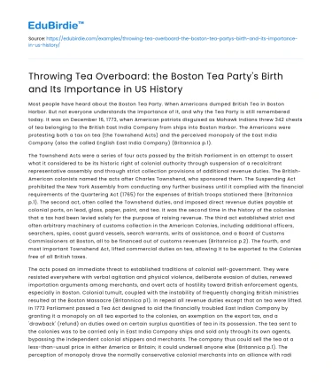 Boston Tea Party: Birth & Impact on US History