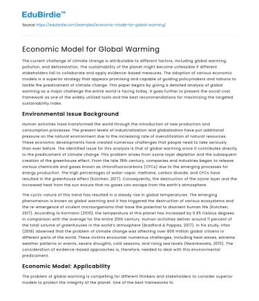 Economic Model for Global Warming