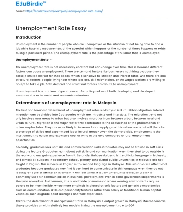 Unemployment Rate Essay