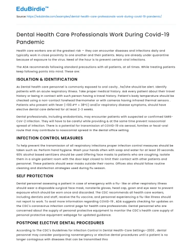 Dental Professionals During COVID-19