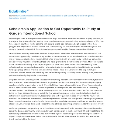 Scholarship App for Garden International School Study