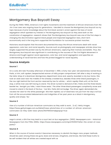 Montgomery Bus Boycott Essay