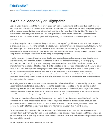 Is Apple a Monopoly or Oligopoly?