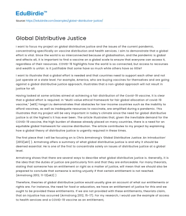 Global Distributive Justice