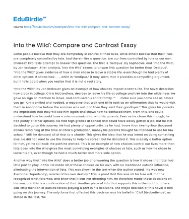 Into the Wild’: Compare and Contrast Essay