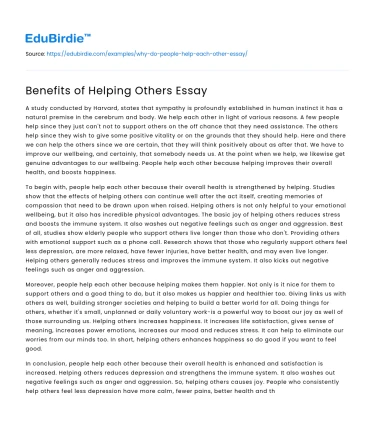 Benefits of Helping Others Essay