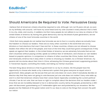 Should Americans Be Required to Vote: Persuasive Essay