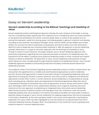 Essay on Servant Leadership