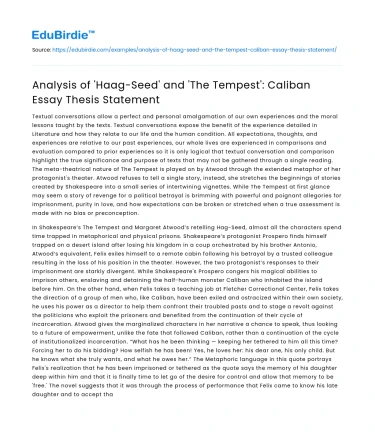 Analysis of ‘Hagseed’ and ‘The Tempest’