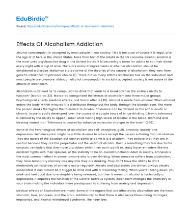 Effects Of Alcoholism Addiction