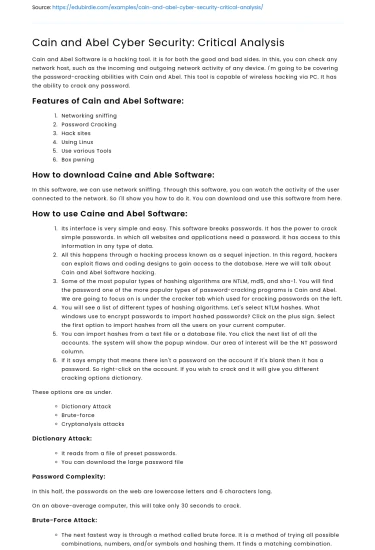 Cain and Abel in Cybersecurity